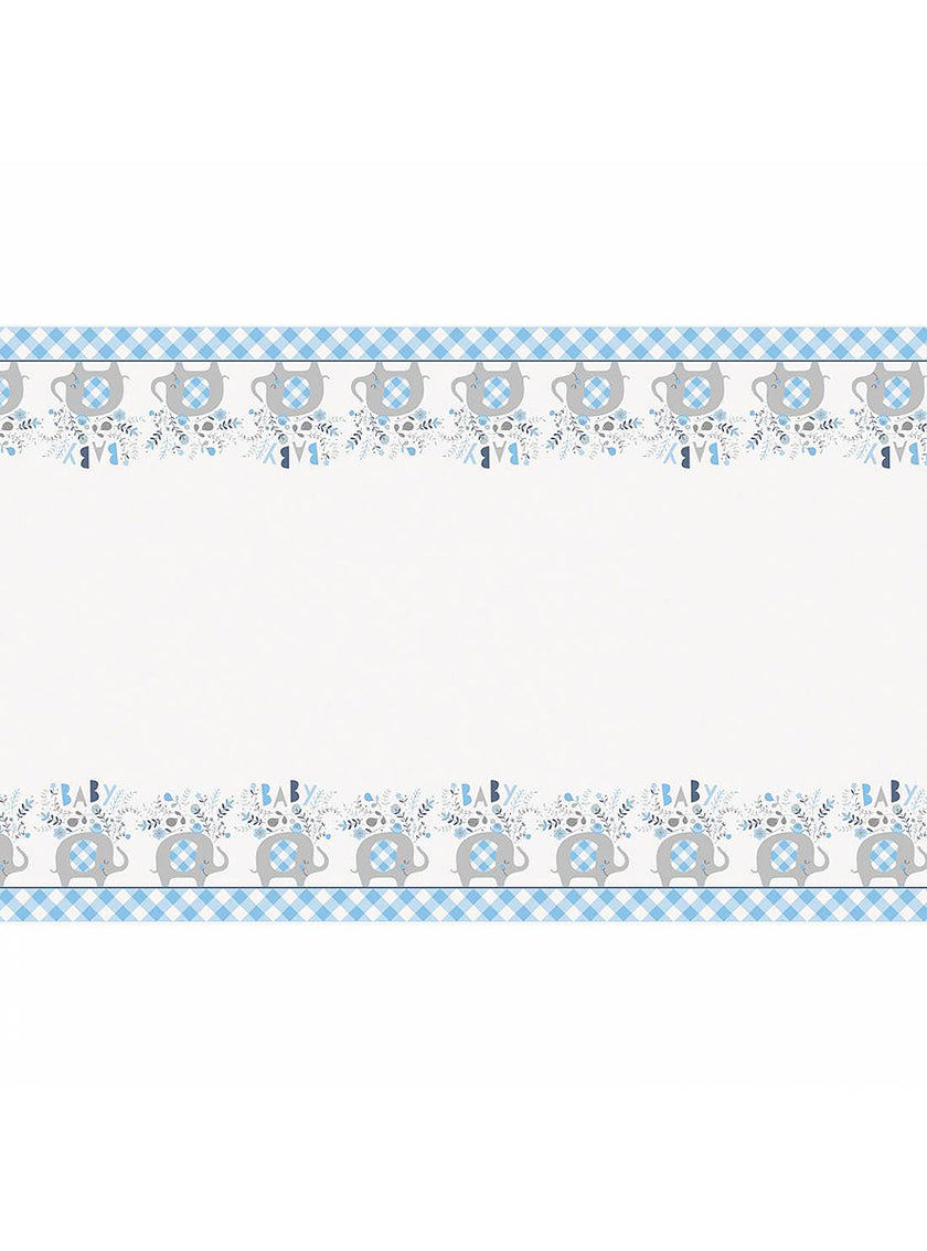 Nappe éléphant bleu baby Shower - Blue Floral Elephant