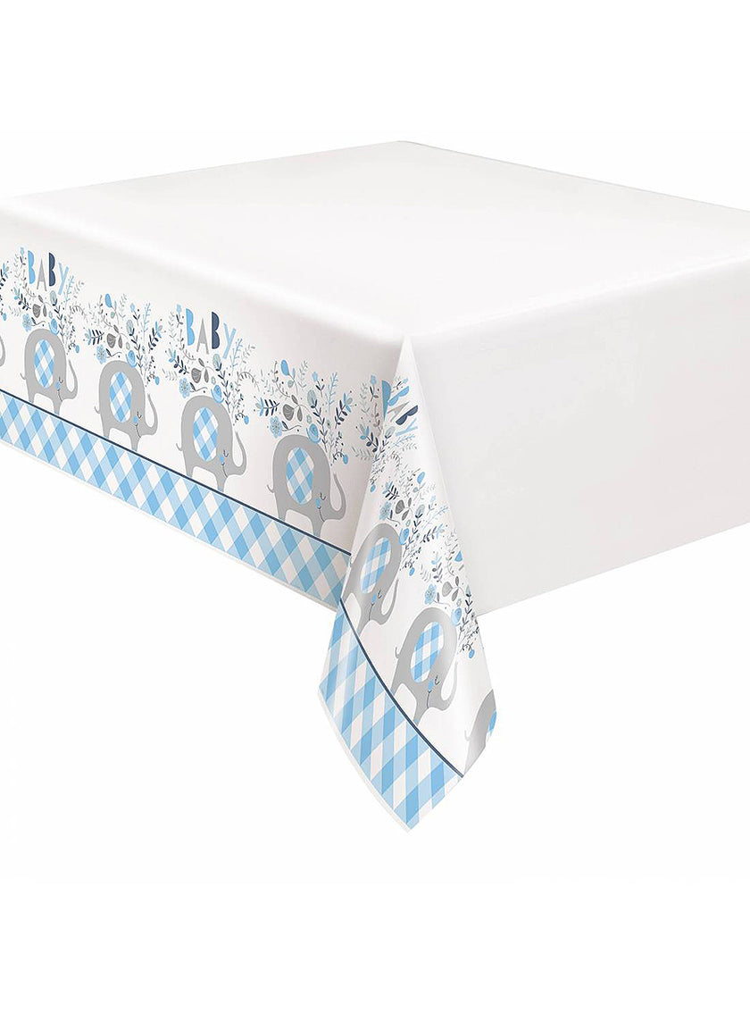 Nappe éléphant bleu baby Shower - Blue Floral Elephant