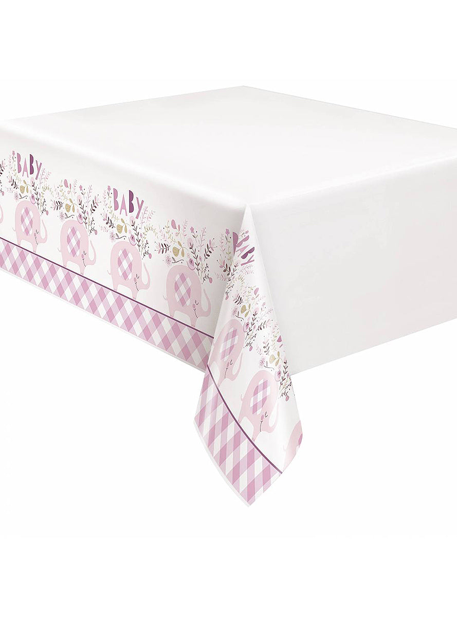 Nappe éléphant rose baby Shower - Pink Floral Elephant