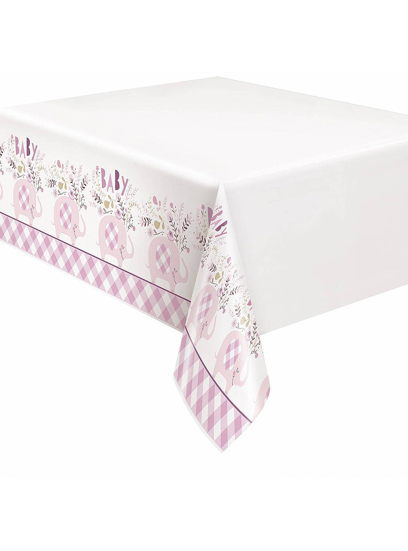 Nappe éléphant rose baby Shower - Pink Floral Elephant