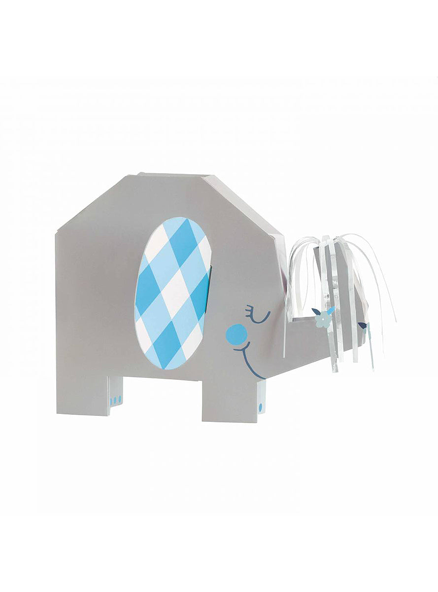 Centre de table éléphant bleu baby Shower - Blue Floral Elephant