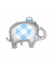 Ballon alu (74cm) élephant bleu baby shower - Blue Floral Elephant