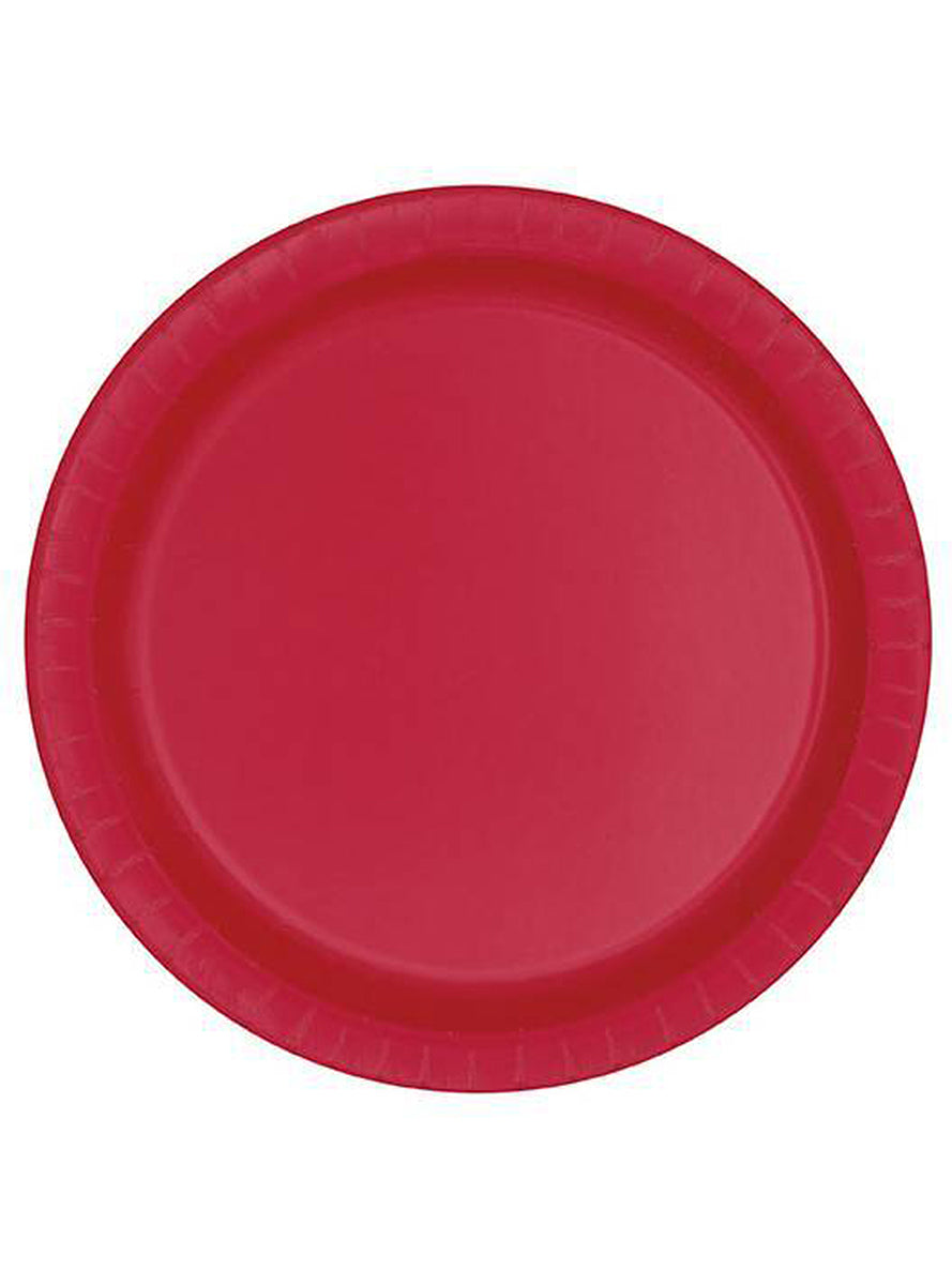 8 assiettes rouges grandes (23 cm) - Gamme couleur unie