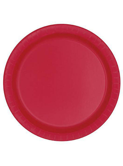 8 assiettes rouges grandes (23 cm) - Gamme couleur unie