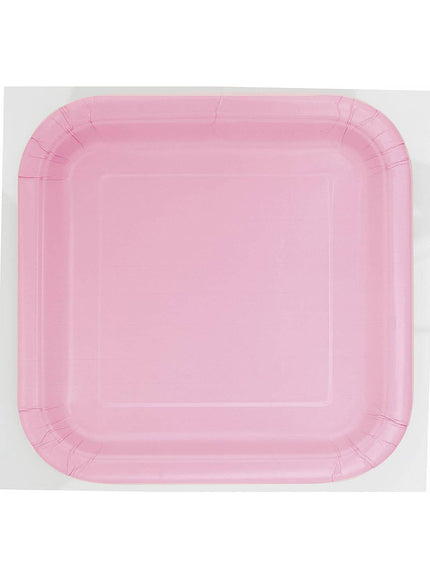 14 assiettes carrées rose clair (23 cm) - Gamme couleur unie