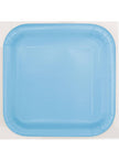 14 assiettes carrées bleu ciel (23 cm) - Gamme couleur unie