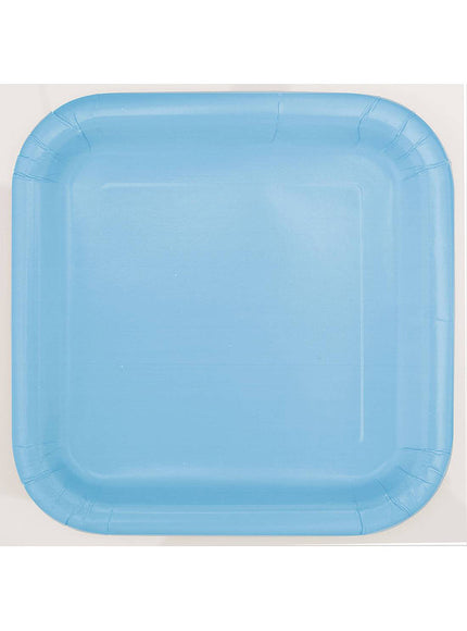14 assiettes carrées bleu ciel (23 cm) - Gamme couleur unie