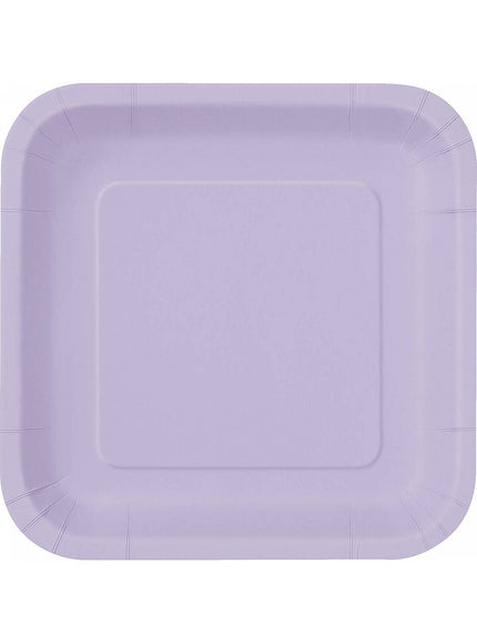 14 assiettes carrées lilas (23 cm) - Gamme couleur unie