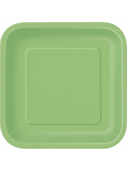 14 assiettes carrées verte citron (23 cm) - Gamme couleur unie