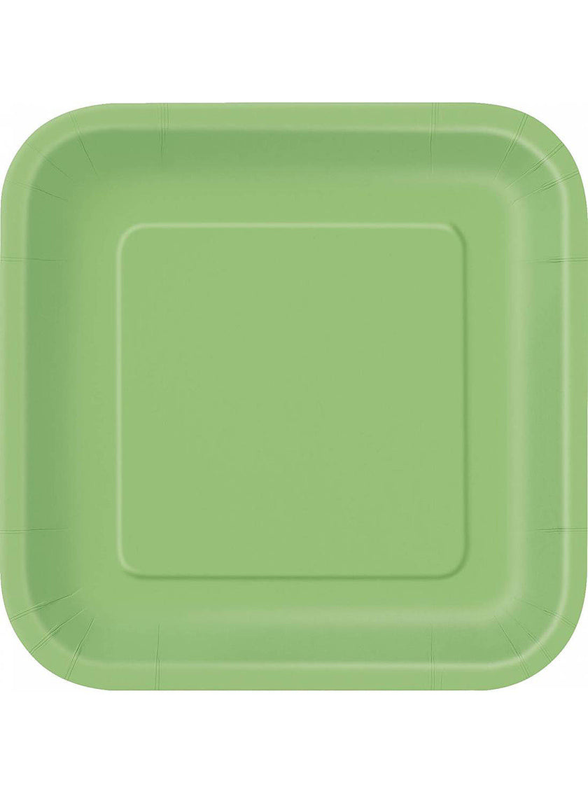 14 assiettes carrées verte citron (23 cm) - Gamme couleur unie