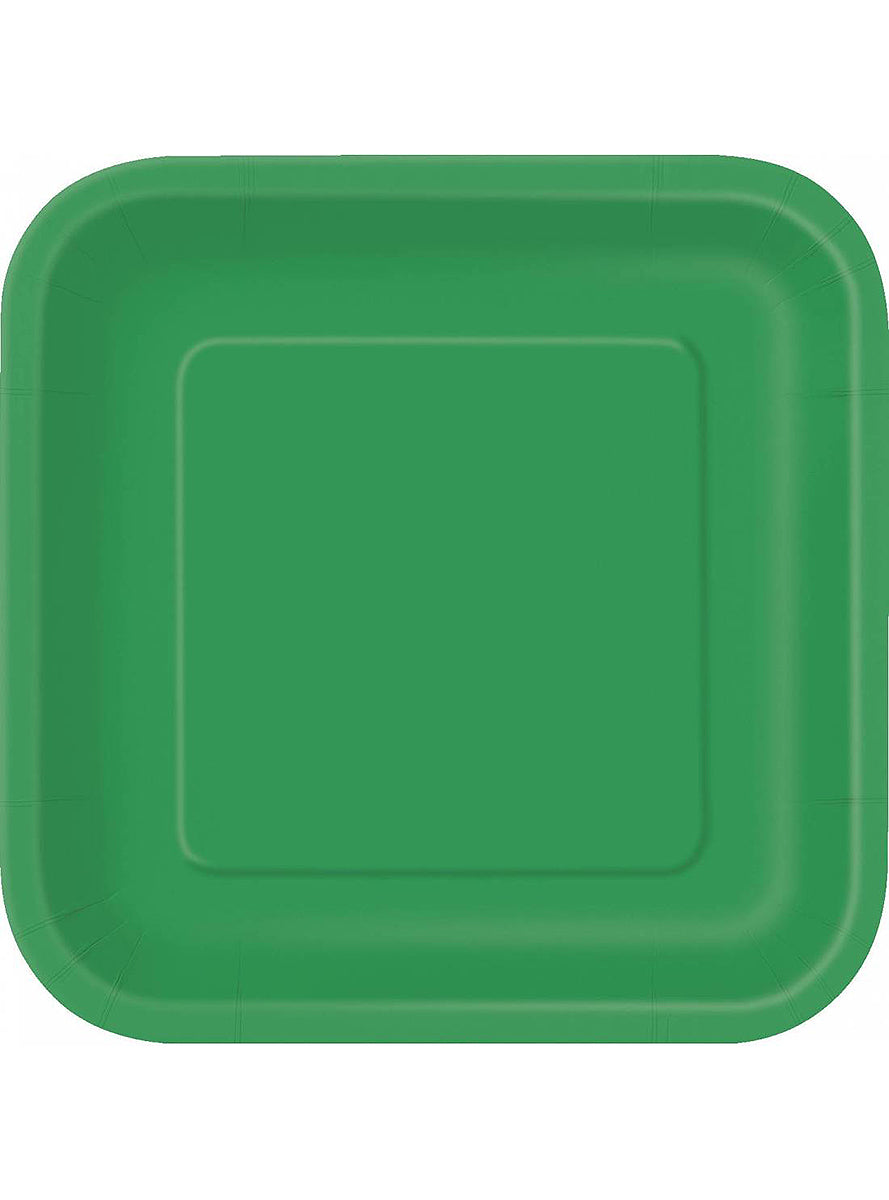 14 assiettes carrées vertes émeraudes (23 cm) - Gamme couleur unie
