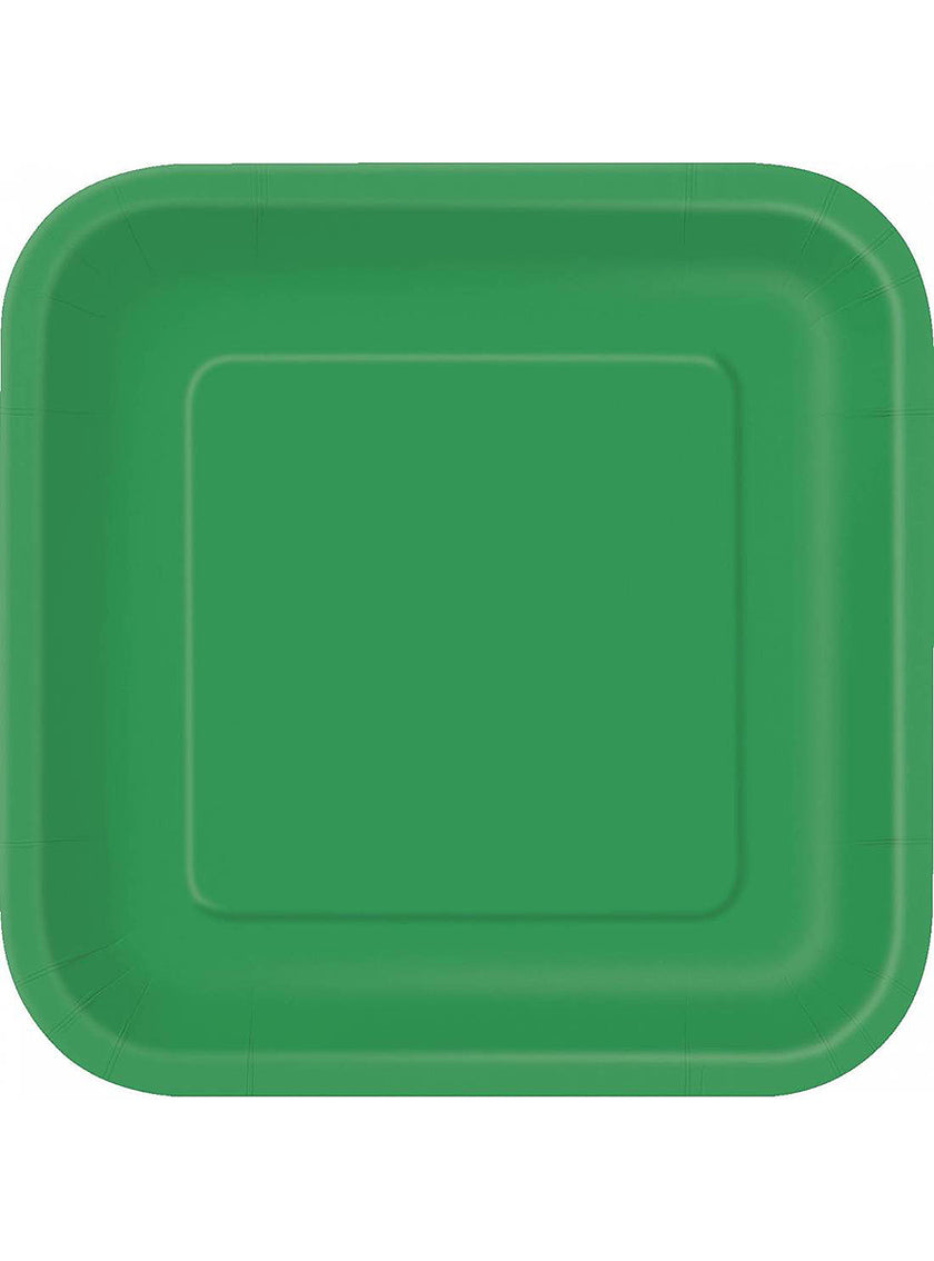 14 assiettes carrées vertes émeraudes (23 cm) - Gamme couleur unie