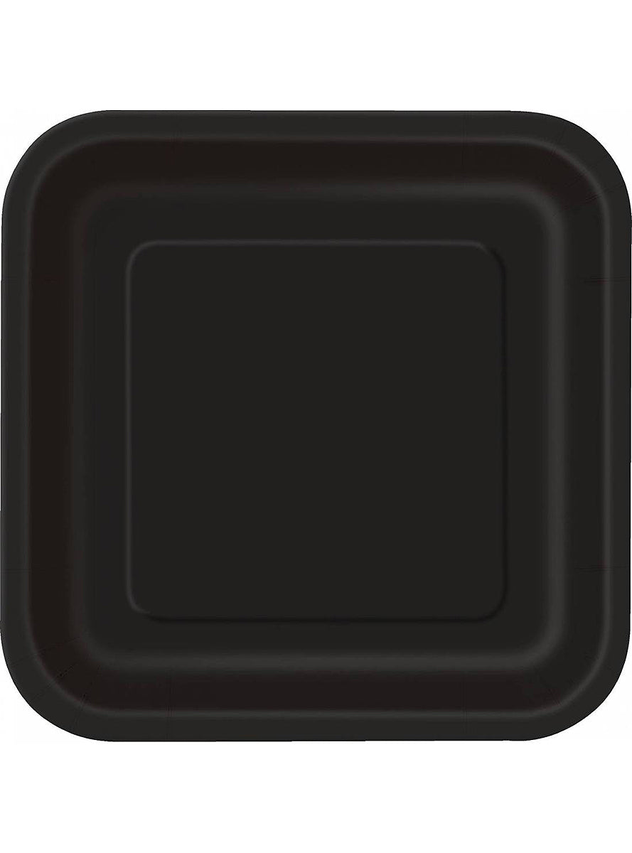 14 assiettes carrées noires (23 cm) - Gamme couleur unie