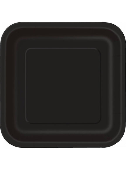 14 assiettes carrées noires (23 cm) - Gamme couleur unie