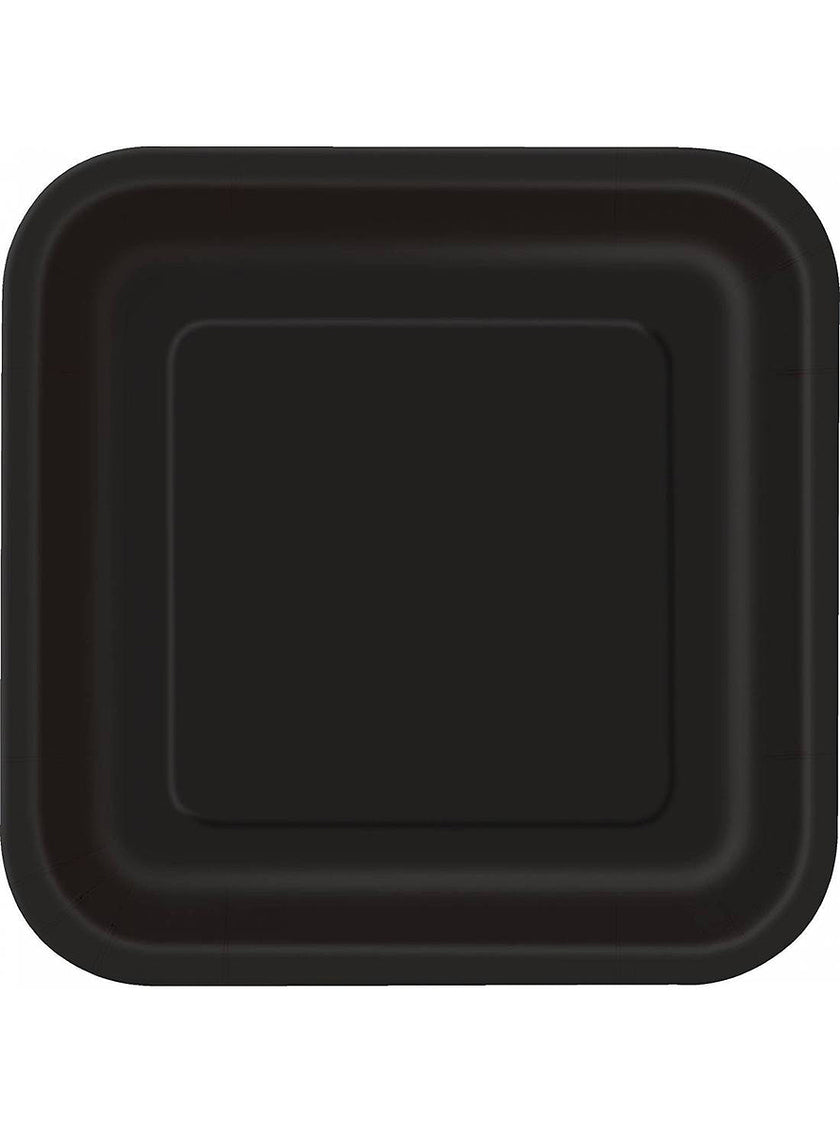 14 assiettes carrées noires (23 cm) - Gamme couleur unie