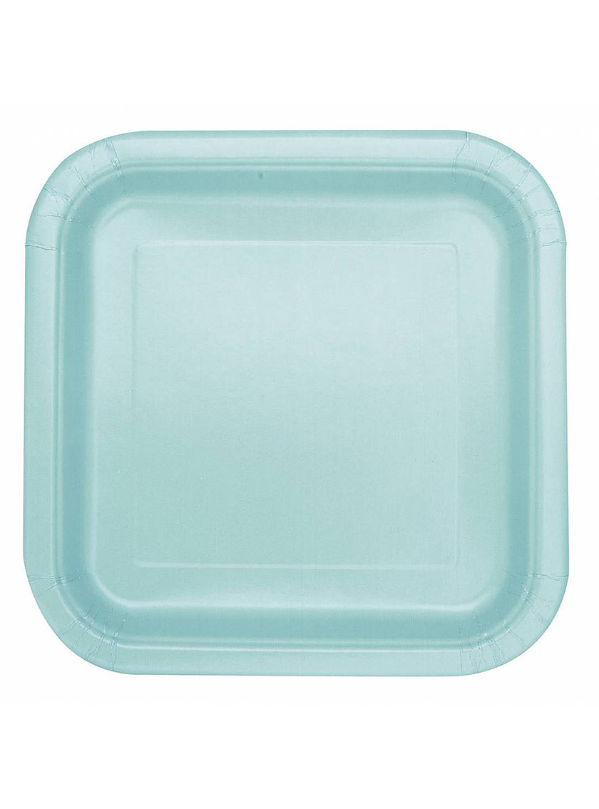 14 assiettes carrées verte menthe (23 cm) - Gamme couleur unie
