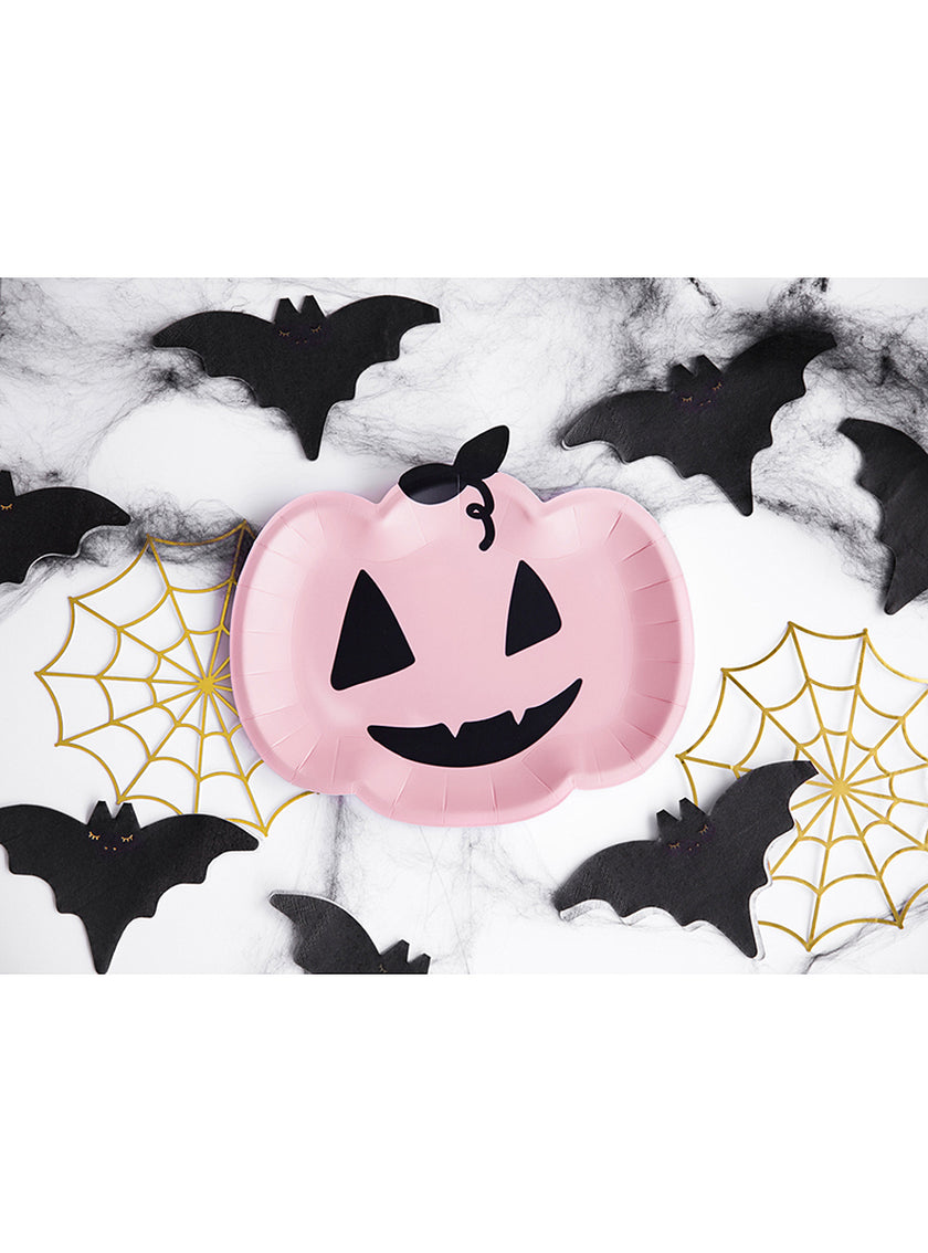 6 assiettes citrouille rose (25x22cm)