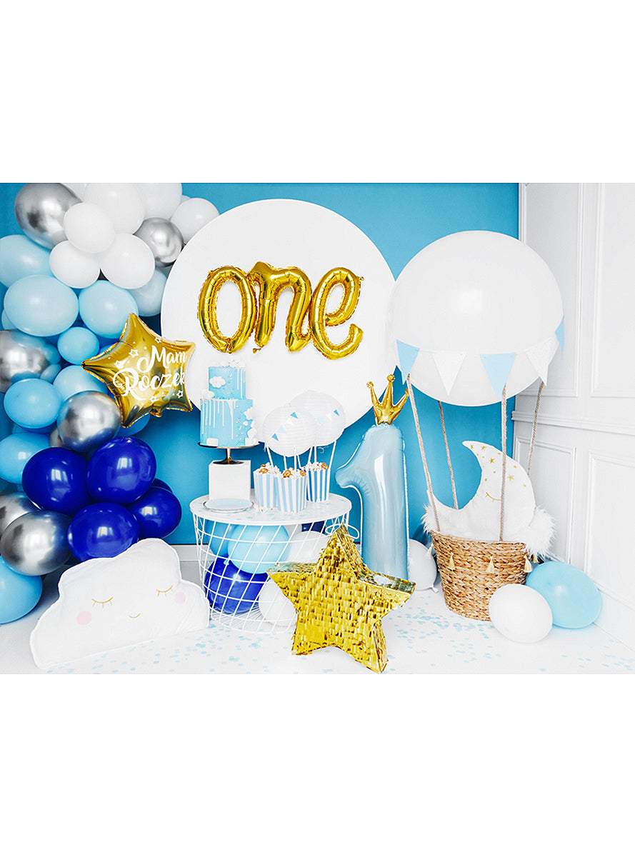 Ballon aluminium premier anniversaire bleu