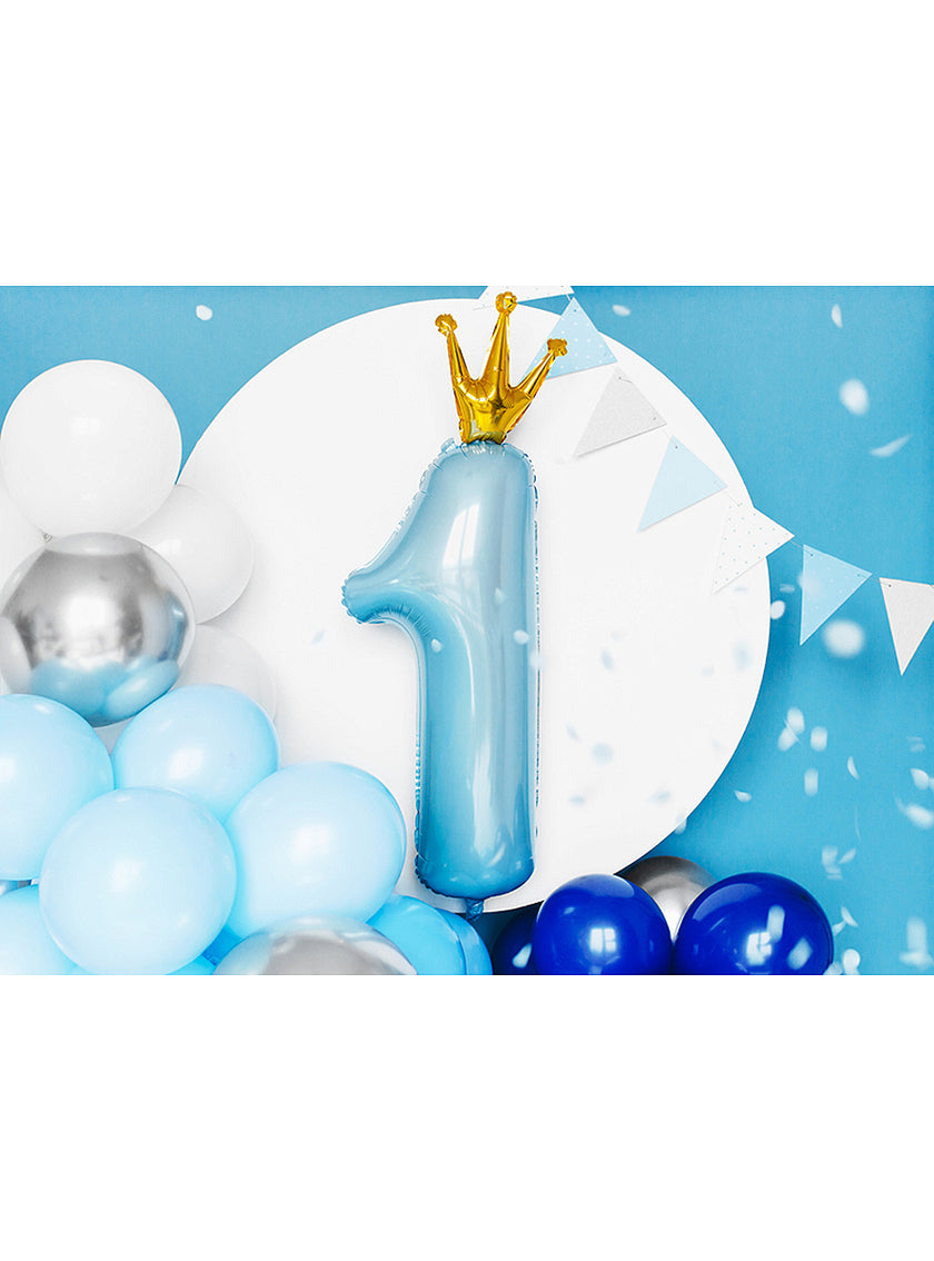 Ballon aluminium premier anniversaire bleu