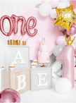 Ballon aluminium premier anniversaire rose