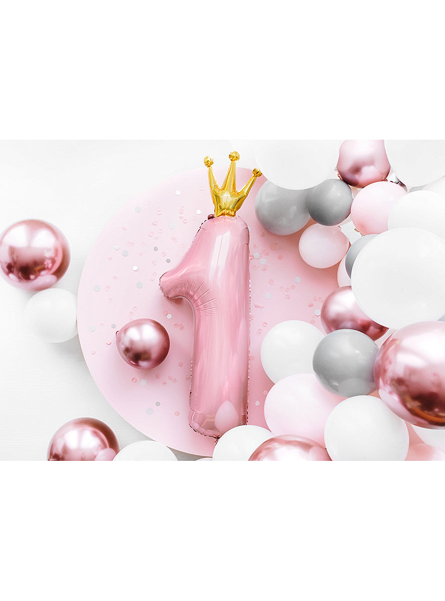 Ballon aluminium premier anniversaire rose
