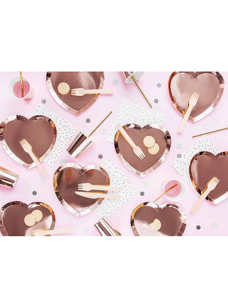 6 assiettes cœur rose gold (21x19cm)