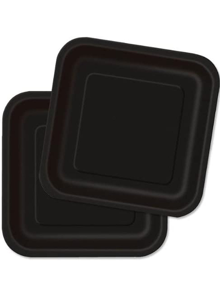 16 petites assiettes carrées noires (18 cm) - Gamme couleur unie