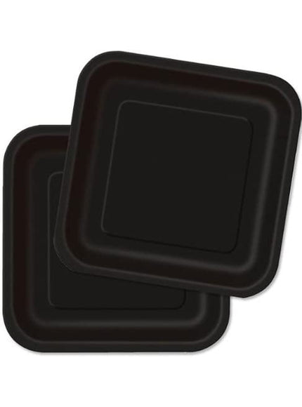 16 petites assiettes carrées noires (18 cm) - Gamme couleur unie