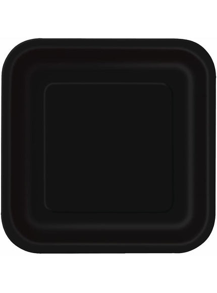 16 petites assiettes carrées noires (18 cm) - Gamme couleur unie