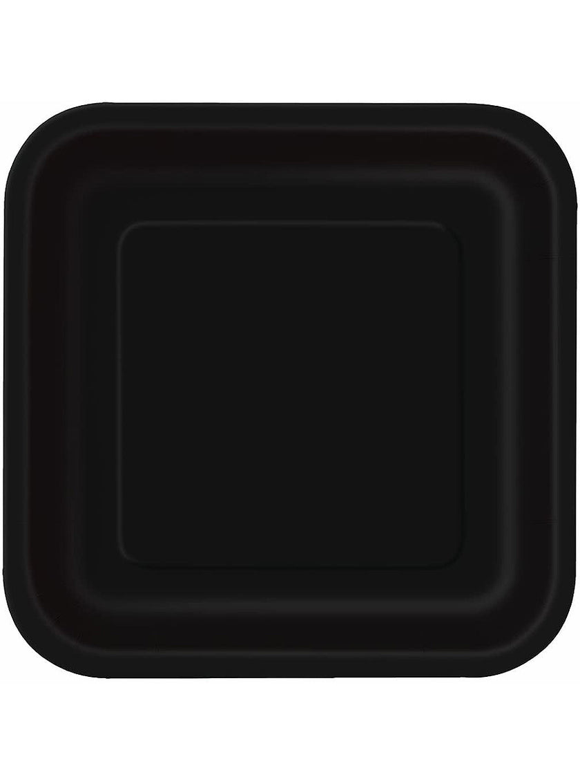 16 petites assiettes carrées noires (18 cm) - Gamme couleur unie
