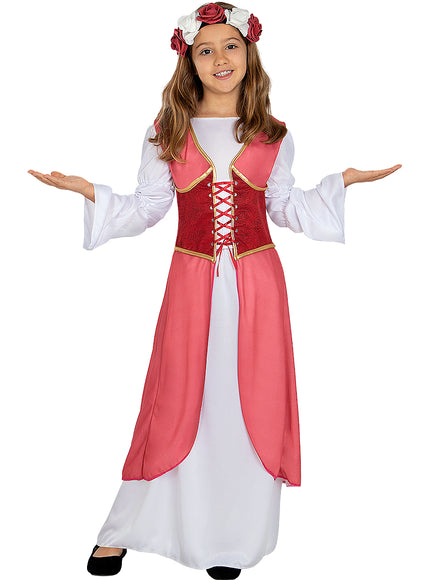 Déguisement princesse médiévale fleurie fille