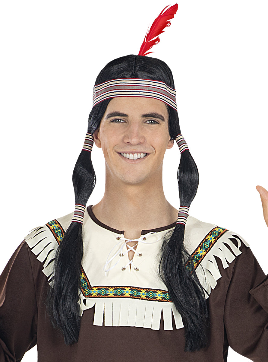 Perruque indien avec couettes