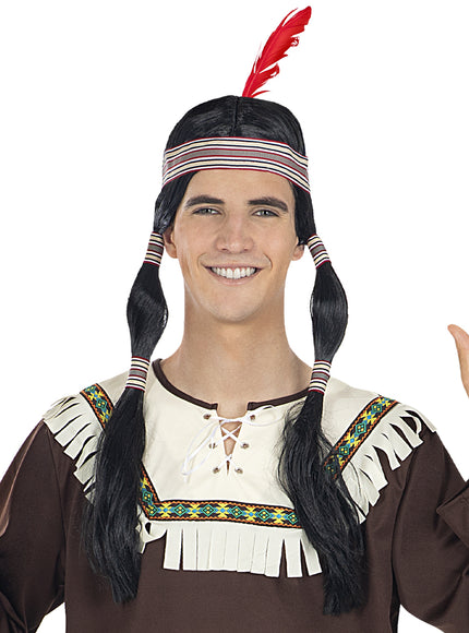 Perruque indien avec couettes