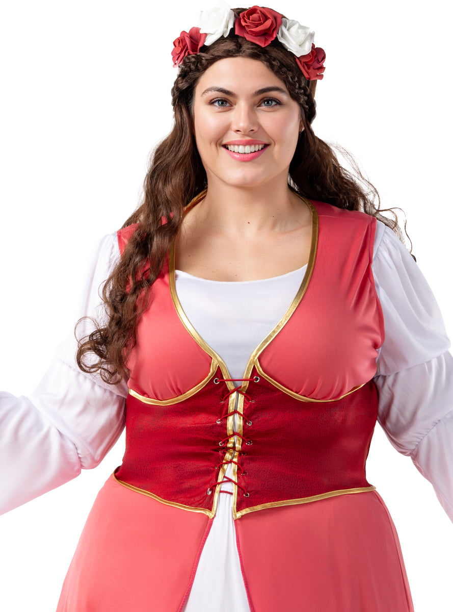 Déguisement princesse médiévale fleurie femme grande taille