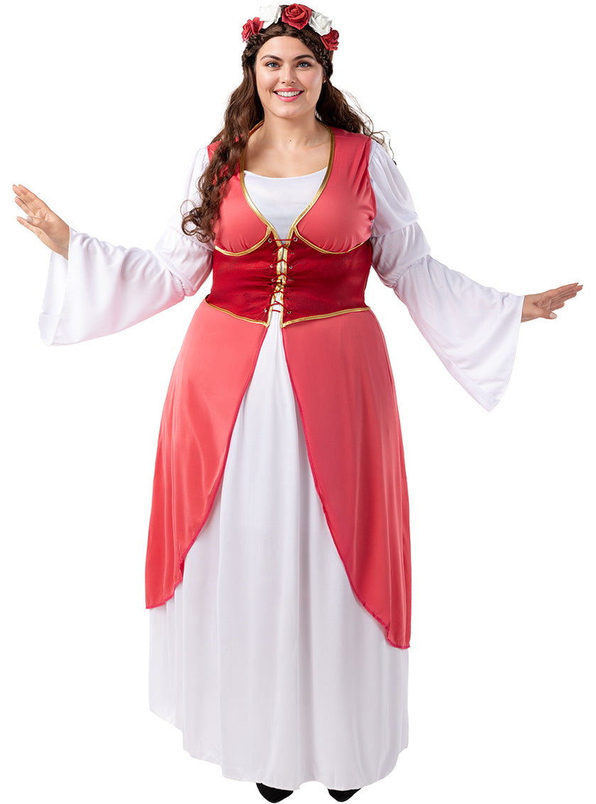 Déguisement princesse médiévale fleurie femme grande taille