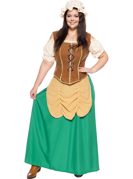 Déguisement aubergiste médiévale femme grande taille