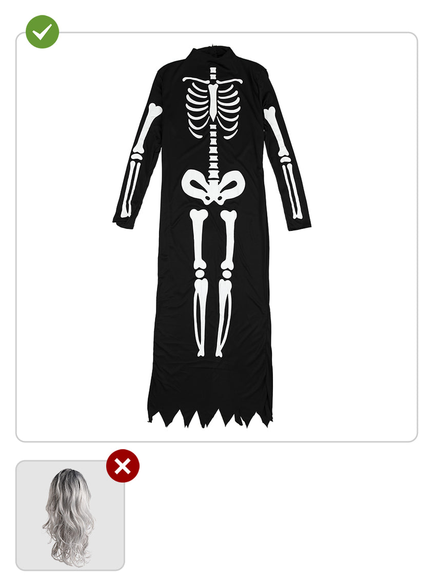 Déguisement squelette élégante femme grande taille