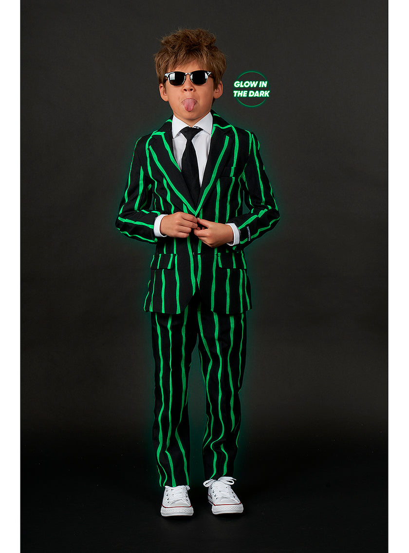 Costume à rayures qui brille dans le noir enfant - Suitmeister