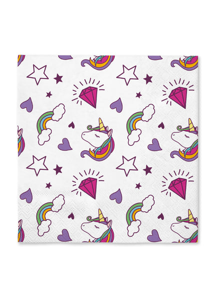 16 serviettes licorne (33x33cm) -Lovely Unicorn