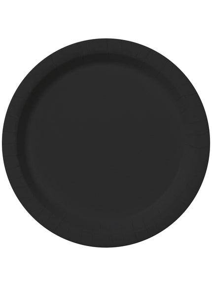 8 assiettes noires (23cm) - Gamme couleur unie