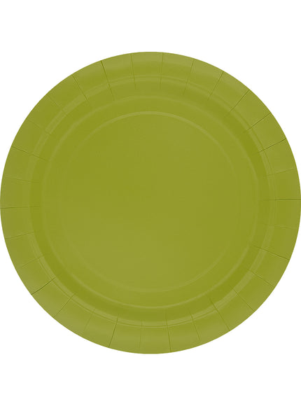 8 assiettes vert citron (23cm) - Gamme couleur unie