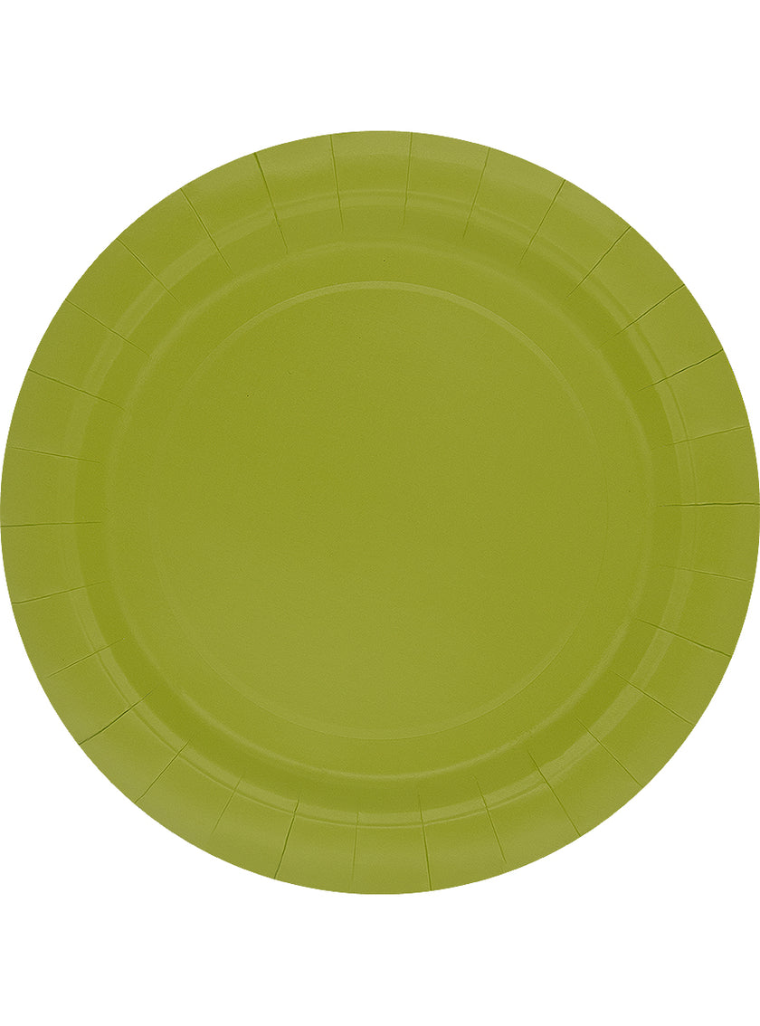 8 assiettes vert citron (23cm) - Gamme couleur unie