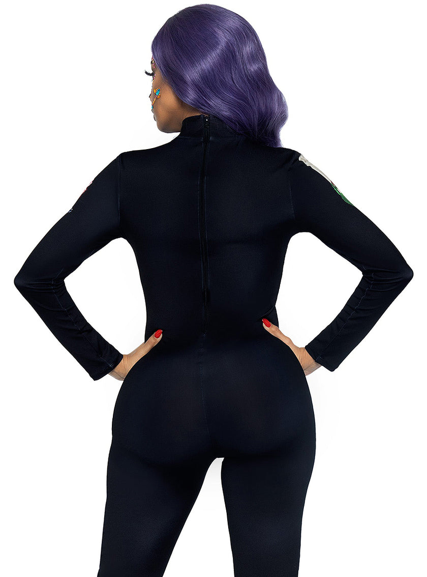 Déguisement squelette 3D avec fleurs femme