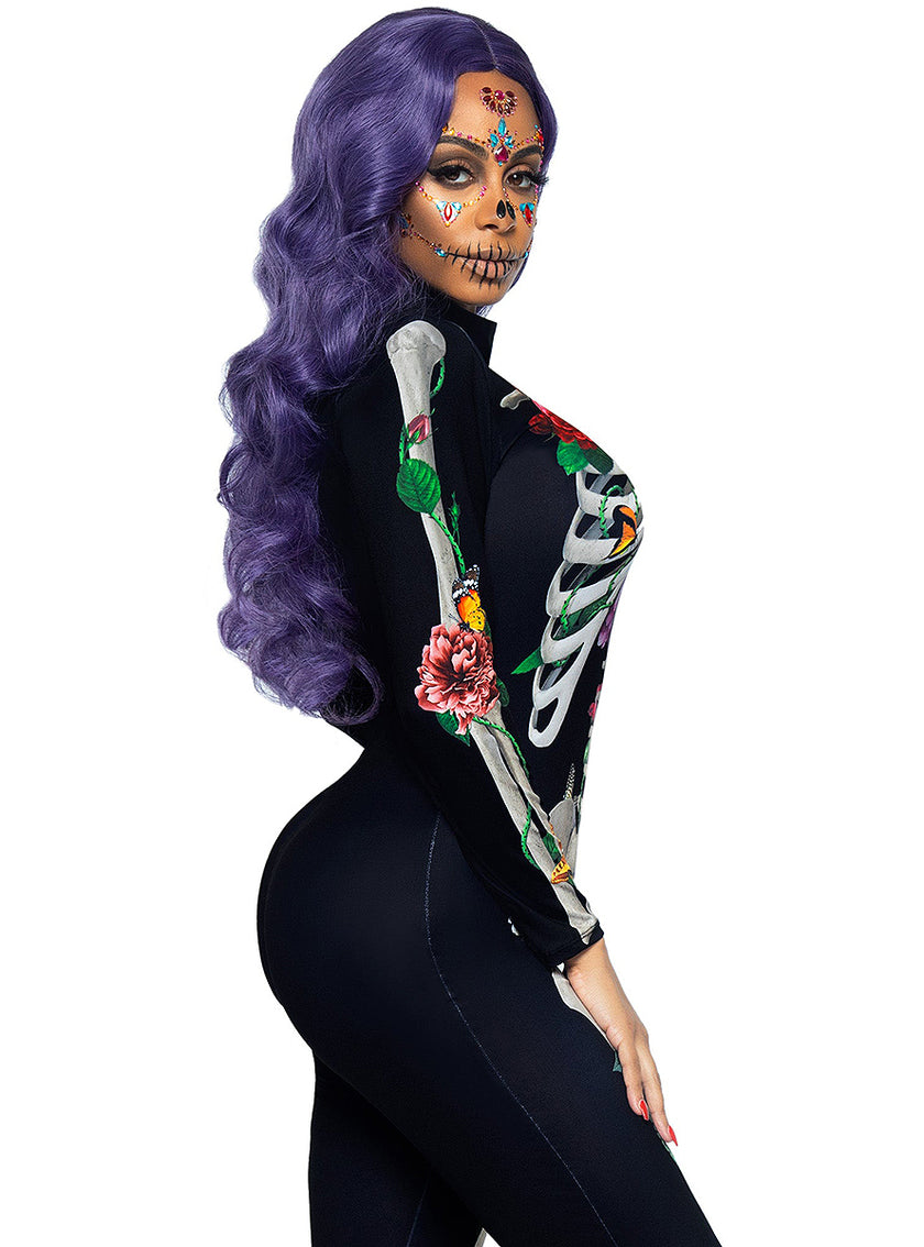 Déguisement squelette 3D avec fleurs femme