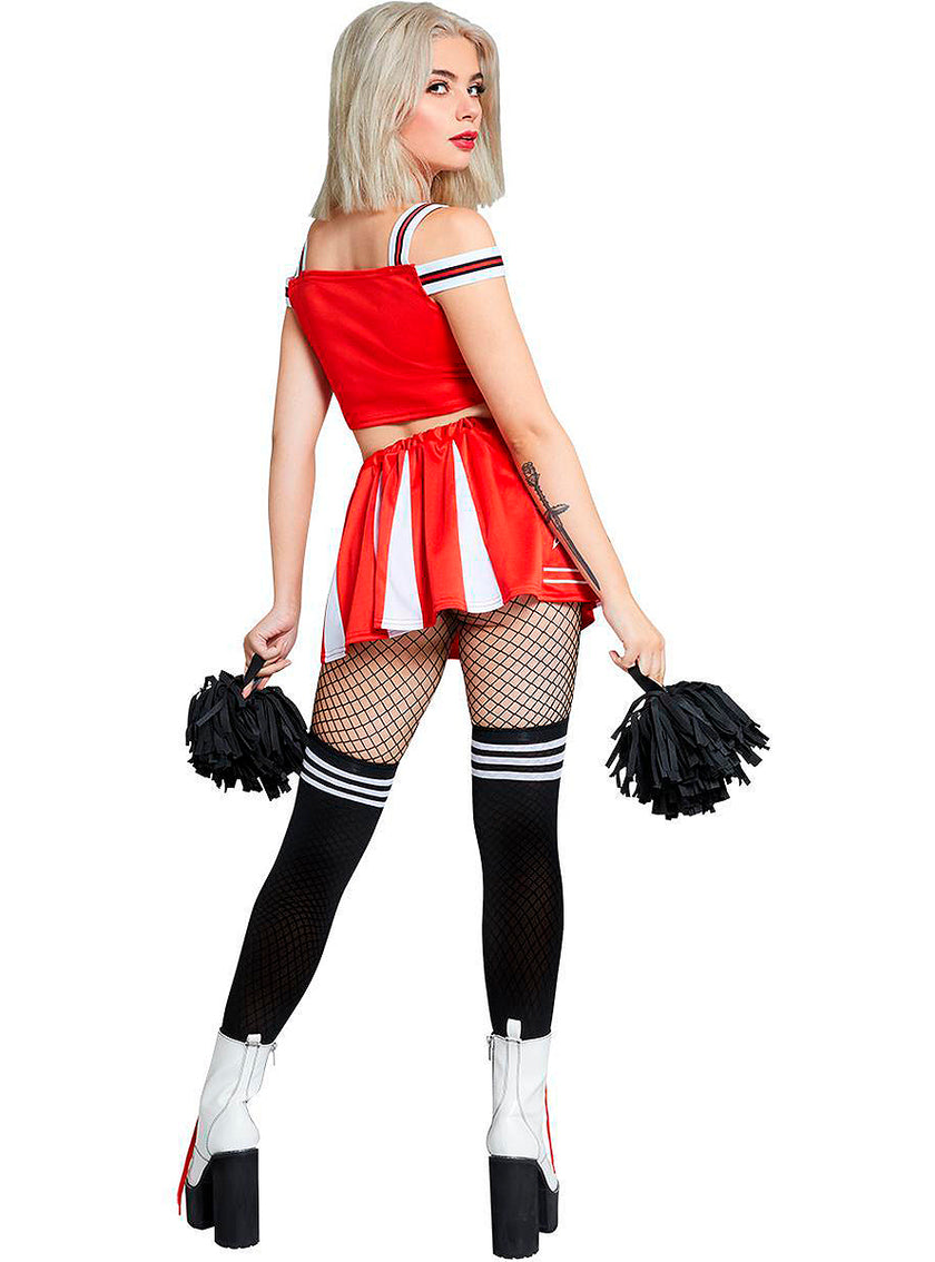Déguisement pompom girl Halloween rouge femme