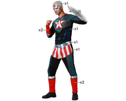 déguisement de super héros américain 8pcs homme taille xl