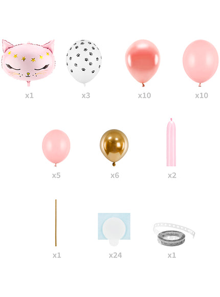 Guirlande ballons colonne chat rose