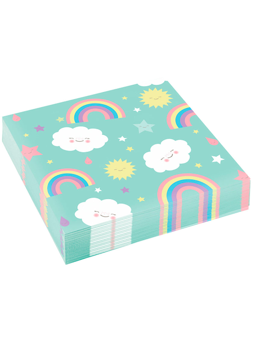 20 serviettes arc-en-ciel (33x33 cm) - Rainbow & Cloud