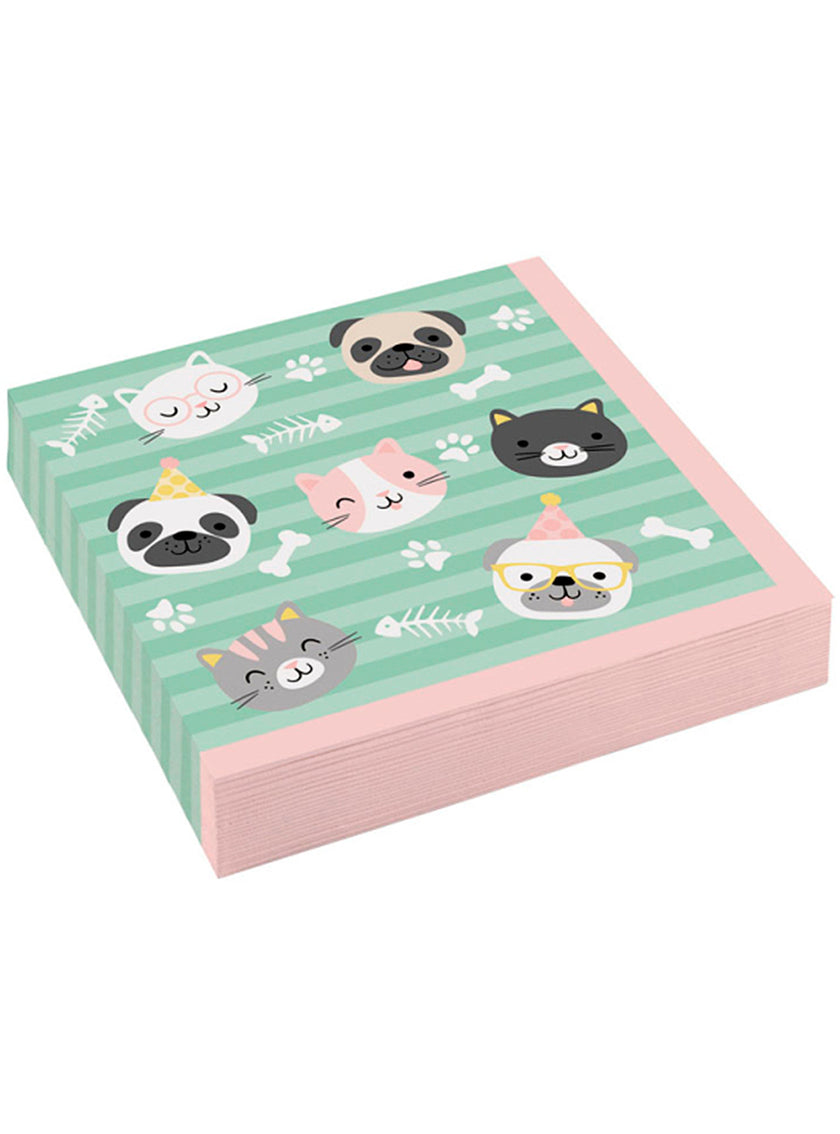 20 serviettes chats et chiens (33x33 cm) - Hello Pets