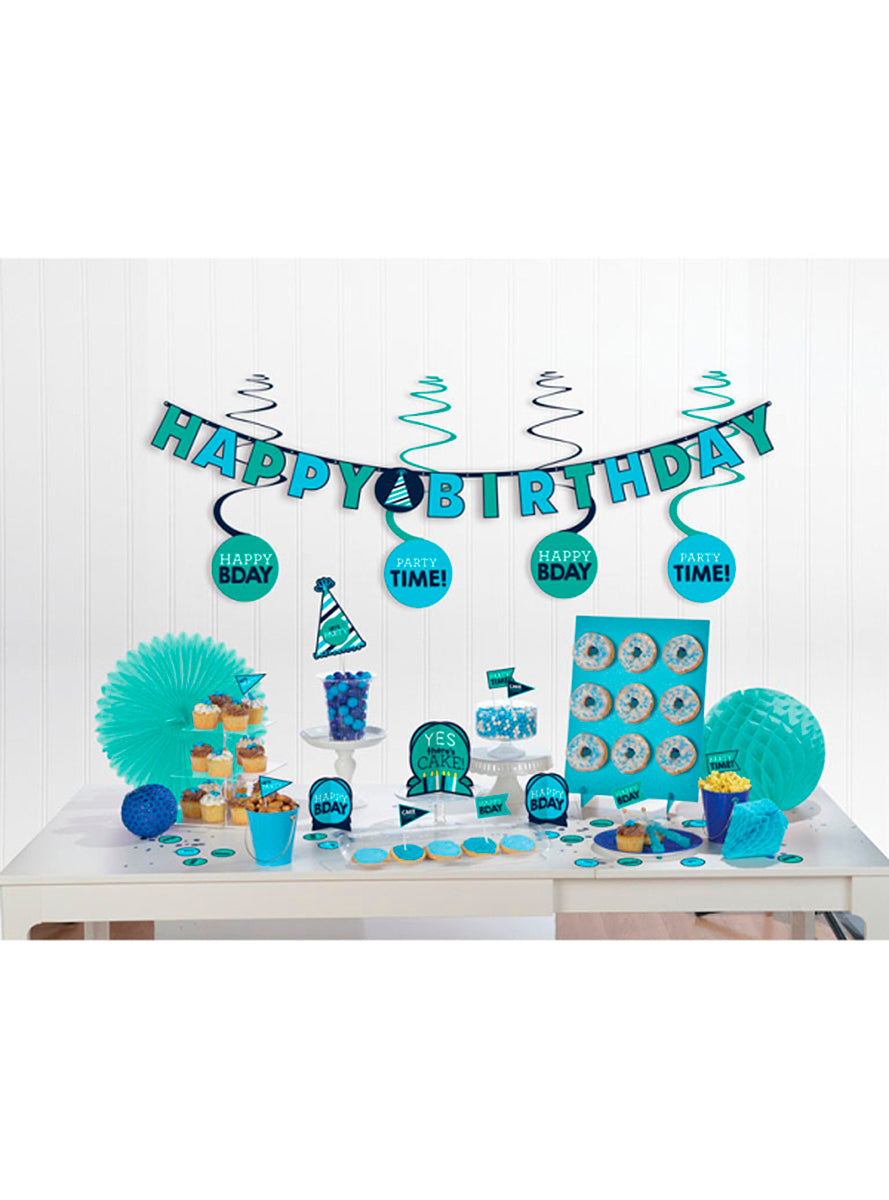 Kit décoration pour anniversaire bleu